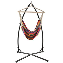 casa.pro] Amaca con Supporto 205 x 110 x 110 cm Poltrona Sospesa con Telaio Metallo Tessuto Nero Multicolore