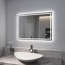 EMKE specchio da bagno LED 80 x 60 cm con illuminazione specchio a luce bianca fredda specchio da bagno specchio da parete con interruttore touch + anti-appannamento