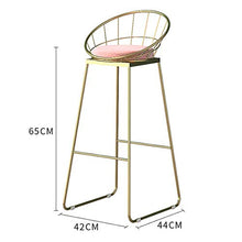 LWW Sgabelli, Casa elegante Décor Sgabelli | Bar Stool pranzo gambe delle sedie di velluto di metallo da cucina ristorante bar Sgabello alto con schienale basso, poggiapiedi,Rosa,Seduto altezza: 65cm