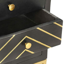 Tidyard Comodino Nero e Oro,Comò e cassettiere,Comodini da Notte,Comodino Moderno Cassettiera,Tavolini da caffè 40x30x50 cm in Legno Massello di Mango