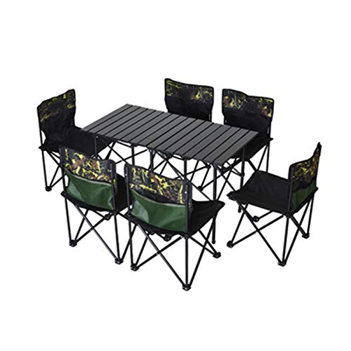 Set Tavolo e Sedia da Esterno Viaggio Ultralight Mobili da Giardino Tavoli e sedie, tavoli e sedie Portatili per Viaggi Auto-Guida, Portatili Barbecue Sedie da Campeggio (Color : Black)