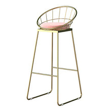 LWW Sgabelli, Casa elegante Décor Sgabelli | Bar Stool pranzo gambe delle sedie di velluto di metallo da cucina ristorante bar Sgabello alto con schienale basso, poggiapiedi,Rosa,Seduto altezza: 65cm