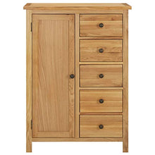 Tidyard Armadietto Armadio Credenza Guardaroba Moderno in Legno Massello di Rovere con 5 Cassetti e Anta,Credenza Moderna con Cassetti,Armadietto con Cassetti Moderno 76x52x105 cm
