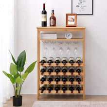 PWZ Pratica Semplicità Domestica Bambù e Legno Pratica Semplicità Domestica Espositore Scaffale Di Stoccaggio da 30 Bottiglie Espositore a Cinque Strati Espositore per Bicchiere Di Vino Che Può Esser