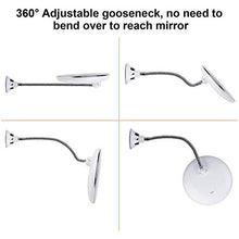 AKlamater - Specchio da trucco con ingrandimento 10x, con luce, girevole a 360°, con collo di cigno e forte ventosa per la rasatura del bagno