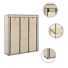 Tidyard Armadio con Scomparti e Aste,Armadio Camera da Letto,Scarpiera Armadio Salvaspazio Crema 150x45x175 cm in Tessuto