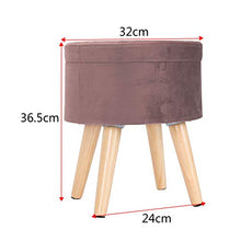 WOLTU SH27rs Pouf Contenitore Sgabello Basso Sedia Rotonda Poggiapiedi Gambe in Legno Rosa