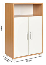 ts-ideen Armadietto Mobiletto Comó 94x60 cm stile moderno con doppia anta e vano aperto. Color rovere e bianco
