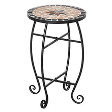 Outsunny Tavolino da Giardino, Tavolo da Esterno in Metallo Nero e Ceramica, Nero e Arancione Ф36 x 58cm