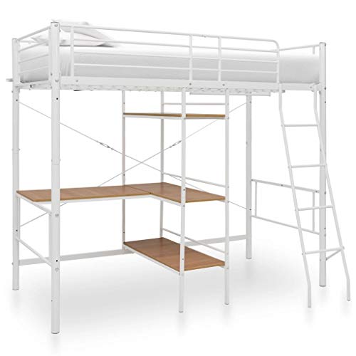 BIGTO - Struttura per letto a castello con struttura in metallo, per camera da letto, 90 x 200 cm, colore: Bianco