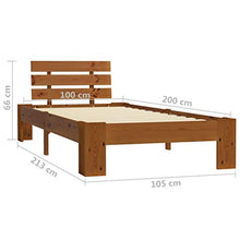 BIGTO - Struttura per letto in legno di pino massello, per camera da letto, stile C, colore marrone miele, 100 x 200 cm