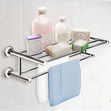 DREAMADE Portasciugamani in Acciaio Inossidabile da Bagno Mensola Portasciugamani da Parete 60x22,5x16cm