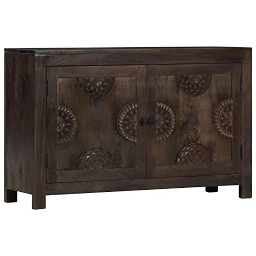 vidaXL Credenza Intagliata Vintage Artigianale con Ante Robusta Elegante Armadietto Mobiletto Basso Lucidata Verniciata Legno Massello di Mango