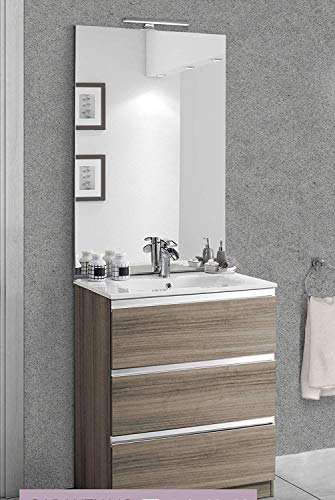 Mobile da bagno con lavabo - Componibile bagno 3 cassetti con maniglia a gola, lavabo e specchio con luce a Led cm. 60 x 46 x 189h Mobili di altissima qualit�. (STMB)