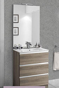 Mobile da bagno con lavabo - Componibile bagno 3 cassetti con maniglia a gola, lavabo e specchio con luce a Led cm. 60 x 46 x 189h Mobili di altissima qualit�. (STMB)