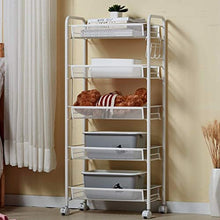 LYM &ripiano di stoccaggio Scaffalature Home Soggiorno Camera da Letto Cucina Ripiani Scaffali 5 Strati Carrello Portapacchi Bianco Scaffale di Finitura