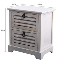 Rebecca Mobili Comodino Montato Bianco, cassettiera 2 cassetti, Legno Paulownia, Vintage Shabby Chic, da Camera Ingresso Bagno - Misure: 45 x 42 x 29 cm (HxLxP) - Art. RE4571