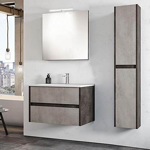 LIBEROSHOPPING.eu - LA TUA CASA IN UN CLIK Mobile da Bagno sospeso a 2 cassetti 62 cm con lavabo specchiera e Luce LED