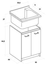 Mobile Lavatoio 60x60x85cm 2 Ante Asse in Termoplastico Montegrappa Marella Bianco