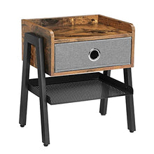 VASAGLE LET64X-Comodino da caffè, con ripiano Estraibile in Tessuto, Struttura in Metallo, per Soggiorno, Camera da Letto, Stile Vintage, Pannelli in truciolato, Ferro, 46 x 35 x 52.5 cm (L x B x H)