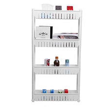 CHHD Scaffale portaspezie Estraibile a 4 Livelli, scaffale da Cucina Bianco, Carrello portaoggetti, mensola da Bagno con Ruote girevoli per Cucina, Lavanderia, Garage, Soggiorno, Camera