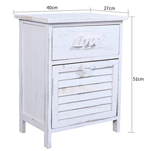 Rebecca Mobili Comodino Piccolo, Mobile Bagno 2 cassetti, Legno Paulownia, Bianco, Shabby, Camera da Letto Bagno - Misure: 51 x 40 x 29 cm (HxLxP) - Art. RE4566