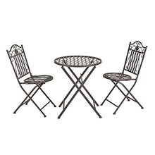 [en.casa] Set da Bistrot Composto di 1 Tavolo Rotondo e 2 Sedie con Elementi Decorativi Set Mobili Pieghevoli da Giardino/Balcone/Pub/Bar - Verde