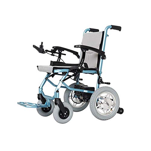 Accessori per la casa Sedia a rotelle elettrica per anziani disabili pieghevole 22 kg (portata 20 km) Joystick a 360 gradi Capacità di peso 100 kg Larghezza sedile 45 cm Può salire a bordo dell'aer