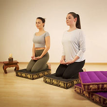 livasia | Cuscino da Pavimento | Cuscino da Meditazione | Cuscino Yoga | Cuscino in kapok con Disegno di Elefanti