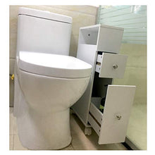 ease Mobile da bagno con ruote con 2 cassetti Carrello portaoggetti da cucina in legno Mobile da bagno 15 × 33 × 66.5 CM Bianco