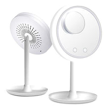 GEDHH Specchio per Il Trucco con Specchio cosmetico a Luce LED Specchio cosmetico ingranditore 5X con Ventola, Ricarica USB, 20 * 5 * 33,5 cm