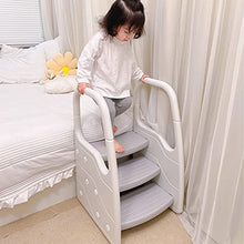 Creator-Z Sgabello da Pediera con braccioli Antiscivolo Progettato Appositamente per i Bambini con 2 Scalini Sedile per Addestramento per WC, Sgabello per Bambini in Bagno,Grigio,3 Step