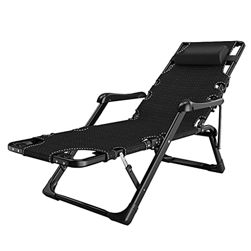 Lettini Prendisole Pieghevoli Sedia Sdraio Reclinabile Nera Heavy Duty | Sedia da Giardino Reclinabile con Poggiapiedi | Sedie a Sdraio con Portabicchieri