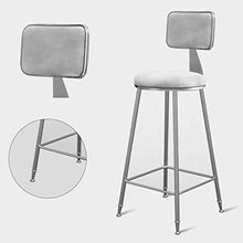 YS Sedia Sgabello da Bar Sedile Bar, per il Tempo Libero Arte Moderna in Ferro Schienale Floccato Cucina Nordica Rustica Cucina da Pranzo con Poggiapiedi,Bianca,65 cm