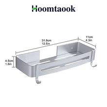 Hoomtaook Mensola Doccia Senza Foratura Organizzatore Senza Chiodi, Senza Danni Nastro Biadesivo, Alluminio, Cesto Anti Ruggine per Bagno e Cucina Argento