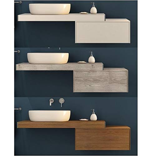 Bagno Italia Mensola porta lavabo cm 60 per arredo bagno bianco, pino sbiancato o rovere tabacco anche in altre misure e con cassettiera I