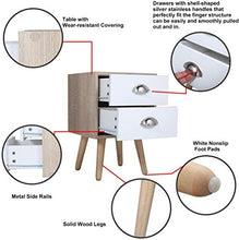 YRRA Mid-Century Moderno tavolino da Notte in Legno Comodino con 2 cassetti per Soggiorno Camera da Letto mobili per la casa (Burlywood e Bianco 1 Confezione)
