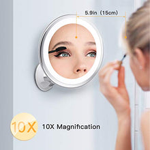 Bestope Trucco con ingrandimento 10x, con Illuminazione a 3 Colori, Specchio da Barba Illuminato da Bagno, Ventosa Girevole a 360, Bianco, 48