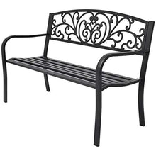 cangzhoushopping Panchina da Giardino 127 cm in Ghisa Nera Arredamento Arredi per esterno Mobili-sedie da esterno Panchine da esterno