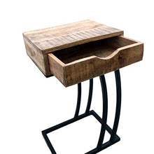 Tavolino da caffè, tavolino da salotto, piano in legno di mango, tavolo per computer portatile (inclinato con cassetto)