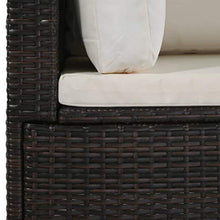 Tidyard Set Salottino a 5 Posti in PE Rattan Regolabile, Divano con Tavolino, 124(65) x 65 x 62 cm, Marrone e Bianco Crema