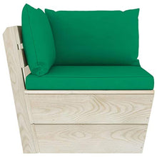 SKM Set Divani da Giardino su Pallet 5 pz con Cuscini Legno Abete (82.2kg) Verde-3473