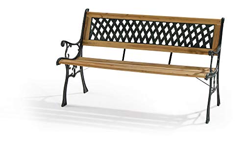 VERDELOOK Panchina Parco in ghisa con doghe in legno, 122x32 cm, naturale