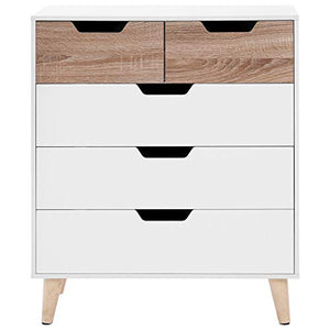 WGYDREAM Comodino Comodino con 5 Cassetti con Credenza con Gambe in Legno Cassettiera per Camera da Letto Bagno Soggiorno Vivaio