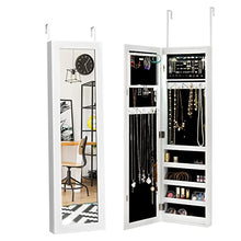 RELAX4LIFE Armadietto Portagioie con Specchio a Figura Intera ({con Striscia Luminosa Interna} 30x8,5x106cm, Bianco)