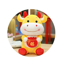 2021 Capodanno cinese bue peluche giocattolo, peluche bue bestiame peluche Capodanno farcito animale giocattolo mascotte bambola, souvenir zodiacale cinese regalo fortunato (14-16") A-giallo