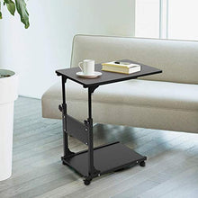 Ejoyous Tavolo Porta Laptop su Ruote, tavolino Mobile per Divano con divisorio di stoccaggio Comodino da caffè Regolabile in Altezza per Soggiorno Camera da Letto Ufficio Ospedale(Salice Nero)