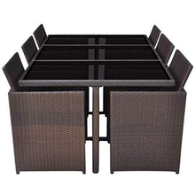 UnfadeMemory Set da Pranzo da Giardino Tavolo e Sedie da Esterno 11 pz con Cuscini Polyrattan Marrone