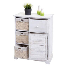 Mendler Cassettiera con 3 ceste Shabby Vintage HWC-H21 Legno paulonia Bianco