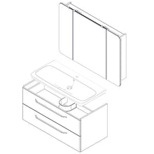 FACKELMANN Set di 3 mobili da bagno Milano da appendere, con lavabo in ceramica da 110 cm e armadietto a specchio a LED